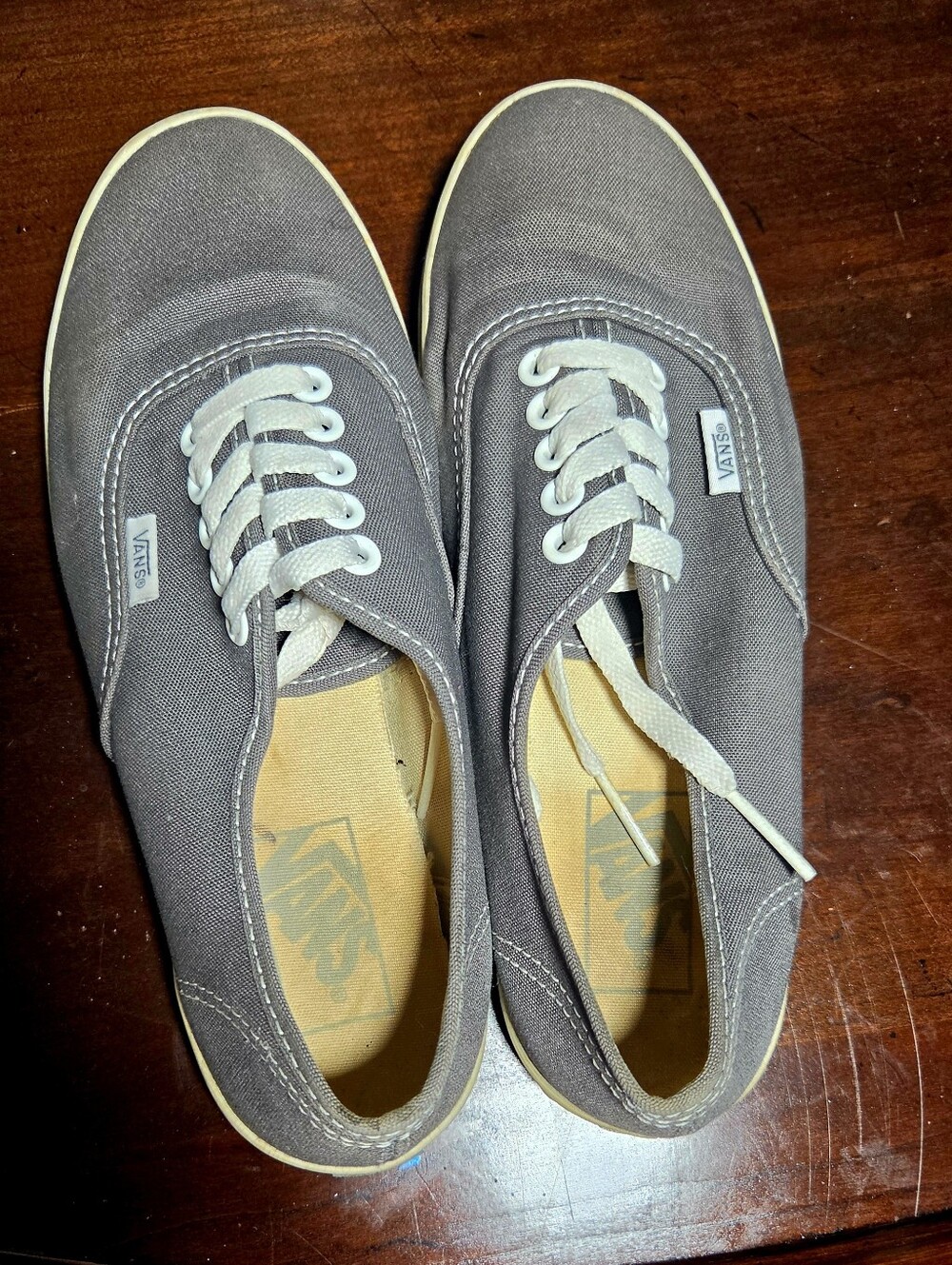 Vans Low-Top Canvas Sneakers - Gray and Cream